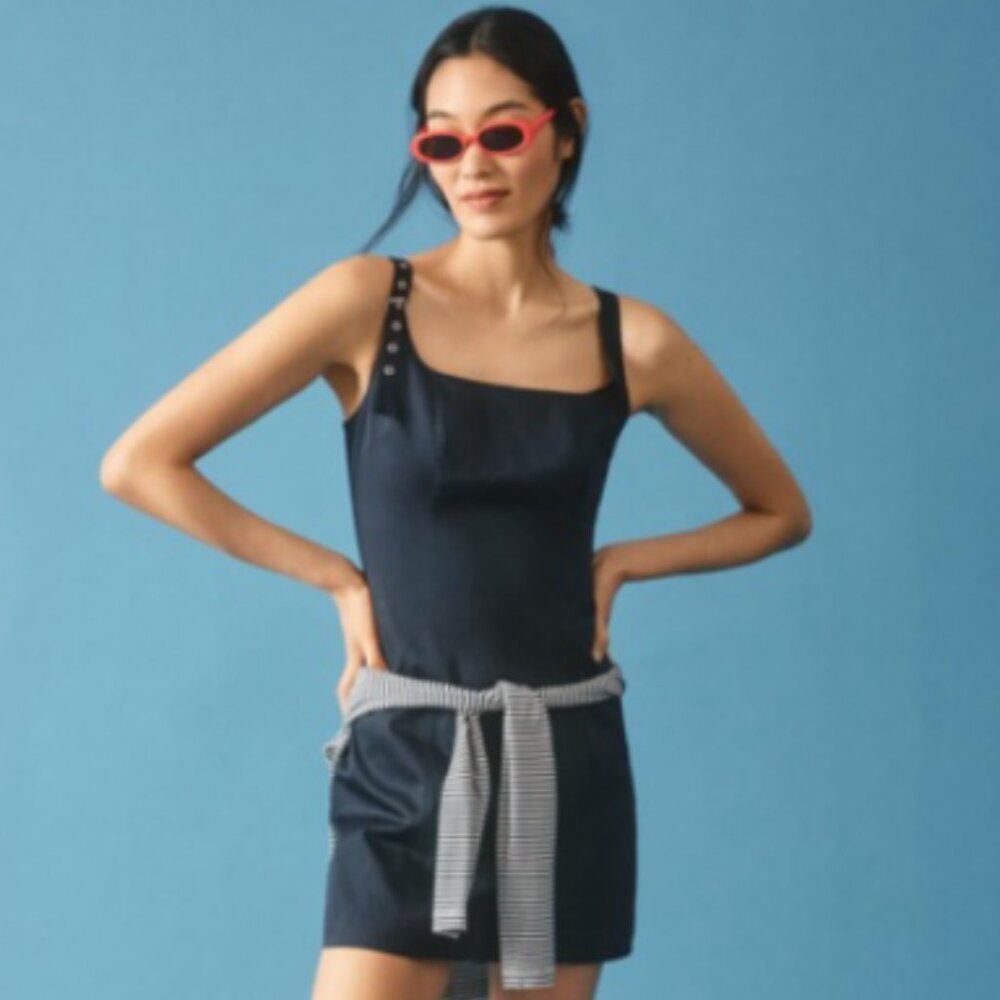 Brand New Maeve Belted Shoulder Strap Mini Dress